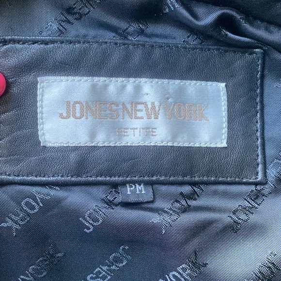 Jones New York Medium Petite Classic Vintage 90’s Black Lined Leather Jacket - Picture 7 of 8